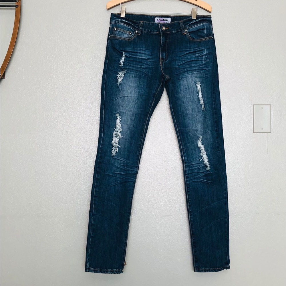 Lamasini Dark Wash Denim Colombian Jeans Shape-wear Slimming